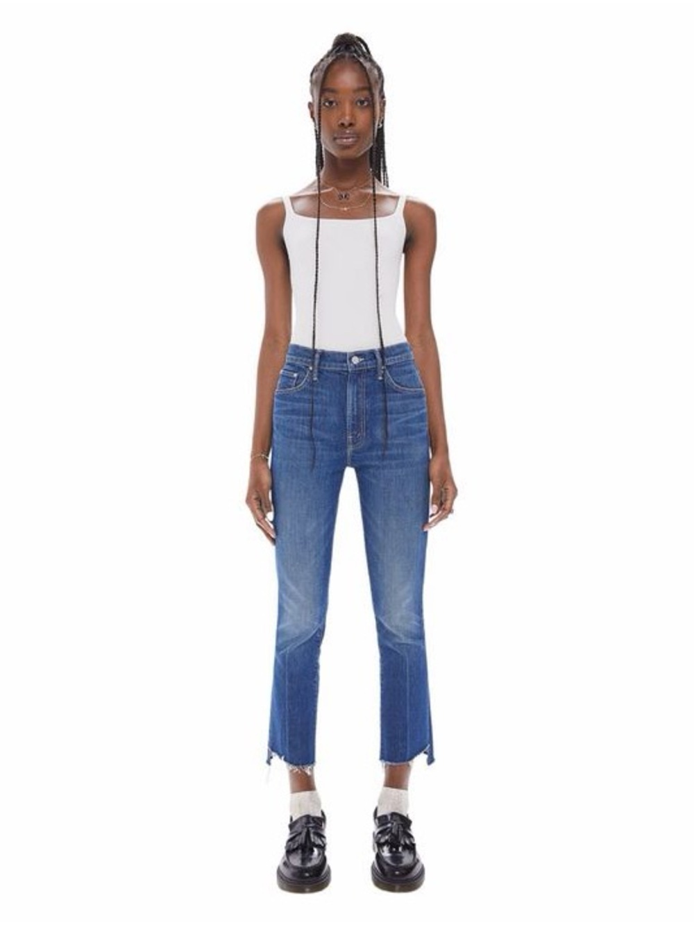 Mother Superior The Insider Crop Step Fray Jeans in Bad Reputation Size 27